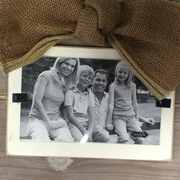Mud Pie Wood Burlap Bow Rustic Picture Frame - Picture 6 of 8
